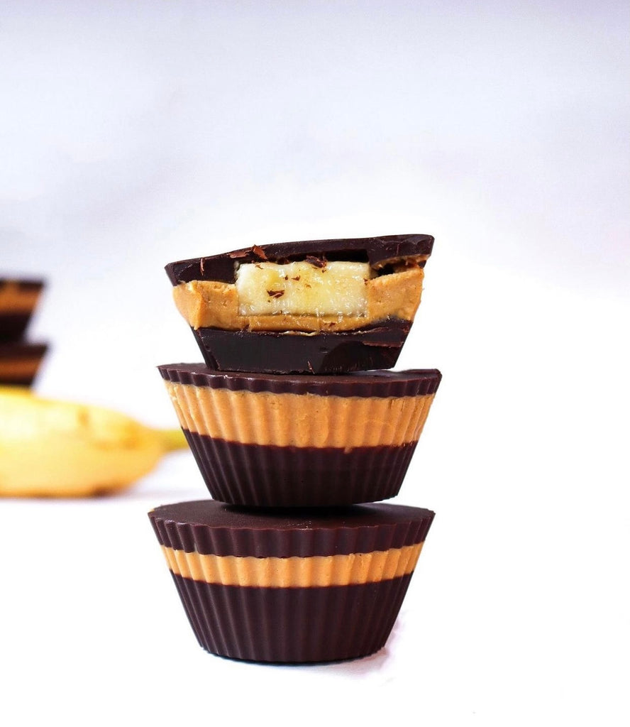 Peanut butter, chocolate and banana cups
